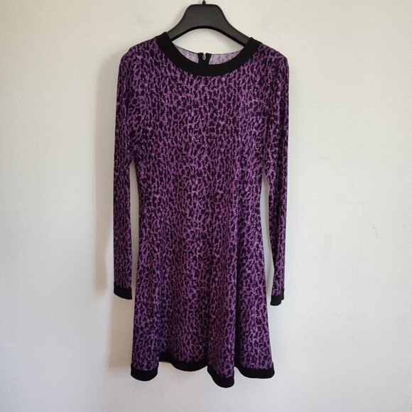 Ladies Petite SZ PS Michael Michael Kors Purple/Black Animal Print Dress - Picture 1 of 4